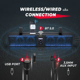 Kemimoto UTV Sound Bar RGB 26'' Bluetooth Multicolor Lights 500W Amplifier 1.75''-2'' Roll Bar