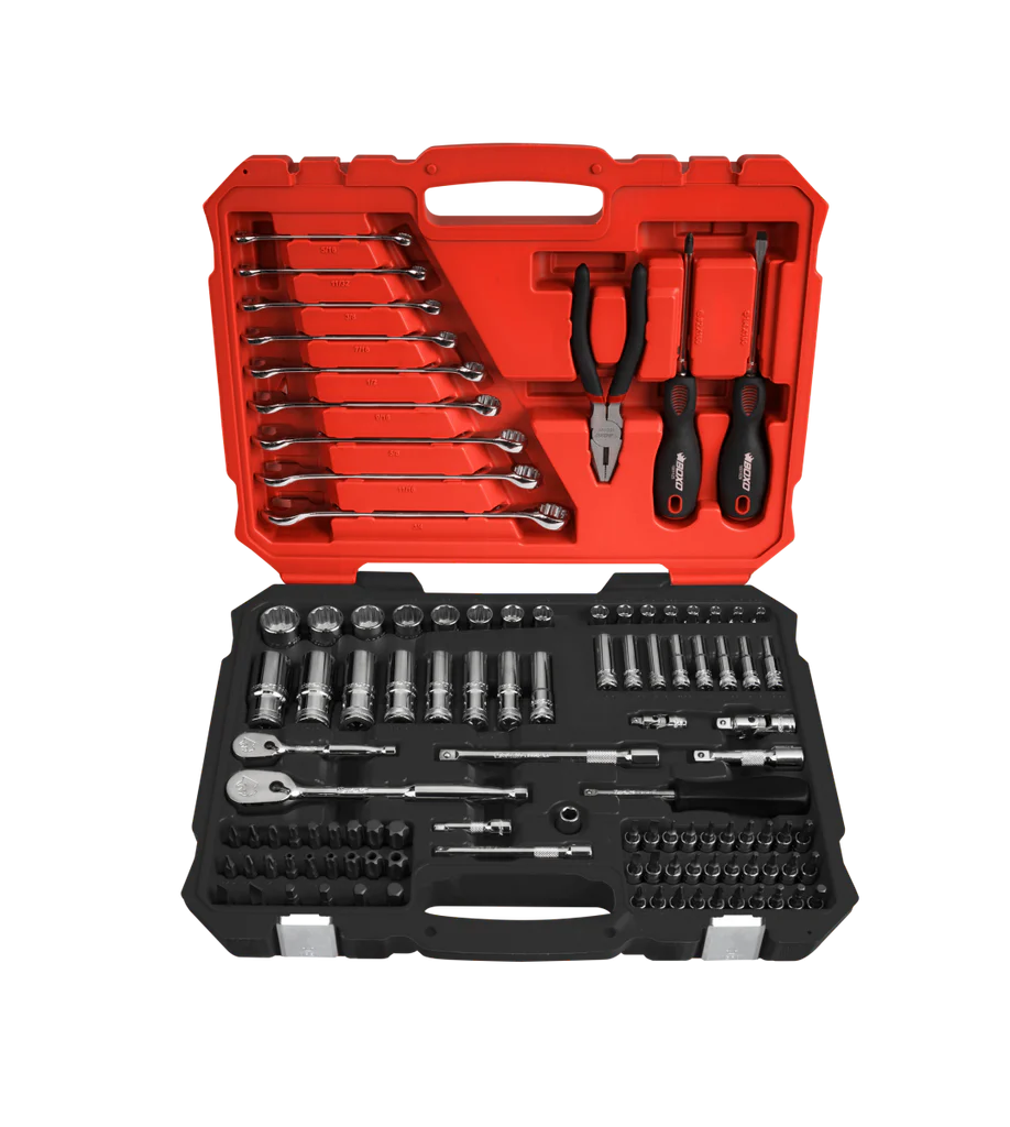 108-Piece 1/4" & 3/8" Drive SAE 6-Point Socket, Wrench & Screwdriver Tool Set