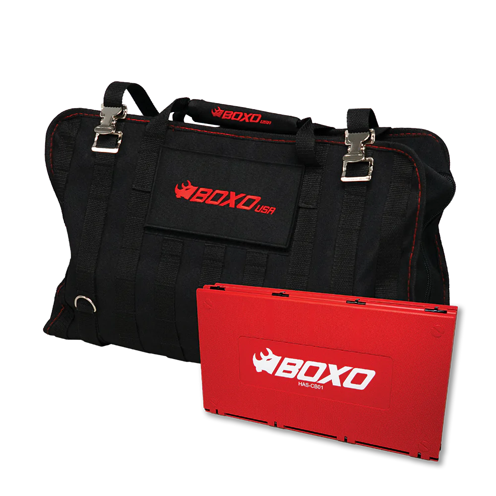 BoxoUSA Tool Bag With Tool Roll And Folding Mechanic Mat Combo