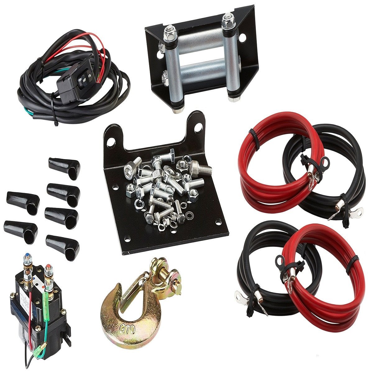 Viper Midnight 3000 lb ATV UTV Winch Kit with 50 feet BLACK Synthetic Rope