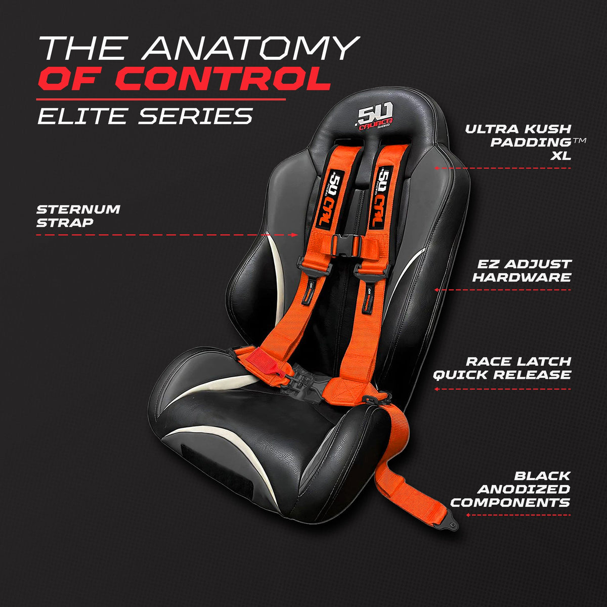 50 Cal 2" & 3" 4 point Harness - Elite Series Race Latch "EZ" Adjust Racing Harness
