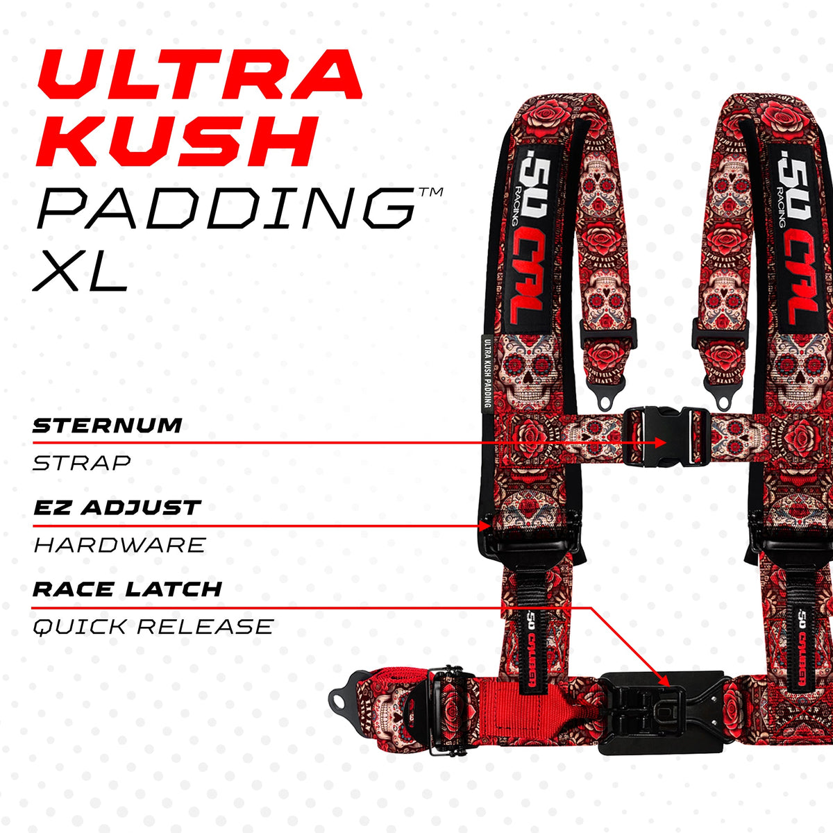 50 Cal 2" & 3" 4 point Harness - Elite Series Race Latch "EZ" Adjust Racing Harness