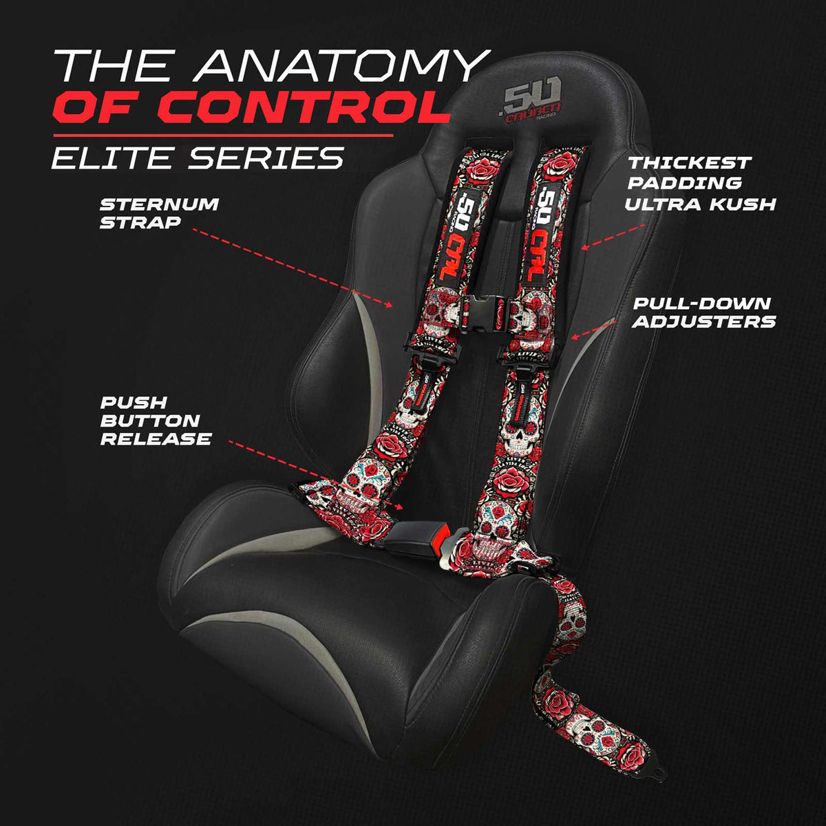 50 Cal Elite Series 2" & 3" 4 point Harness with push button release