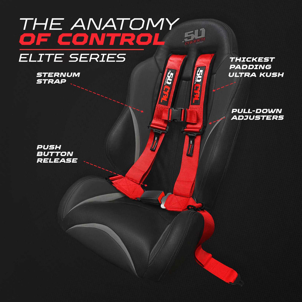 50 Cal Elite Series 2" & 3" 4 point Harness with push button release