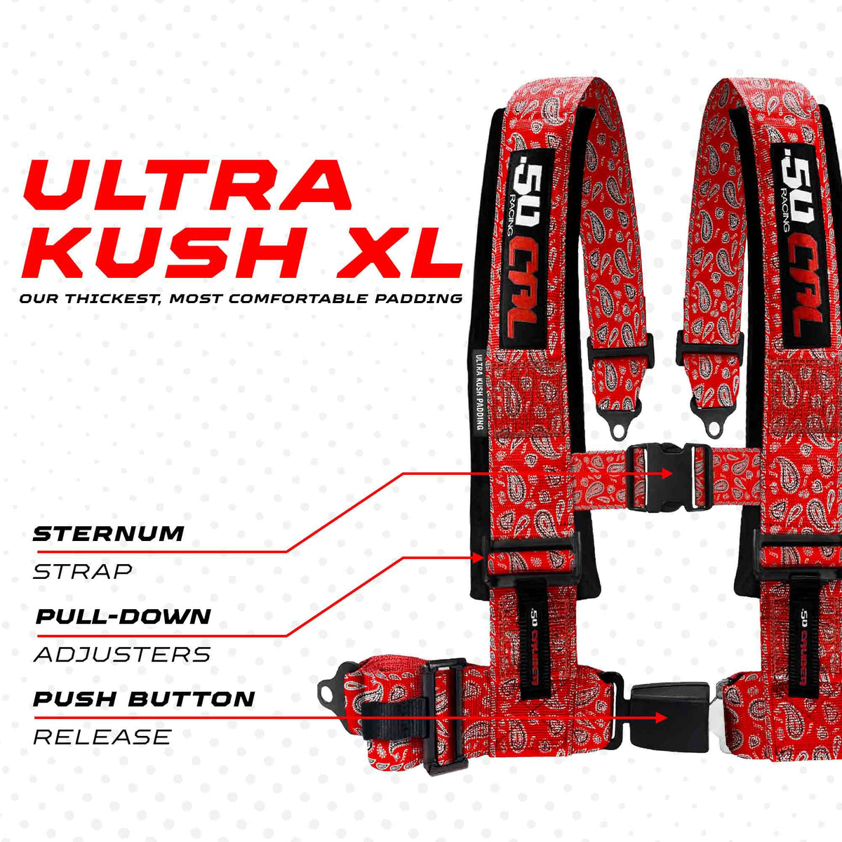 50 Cal Elite Series 2" & 3" 4 point Harness with push button release