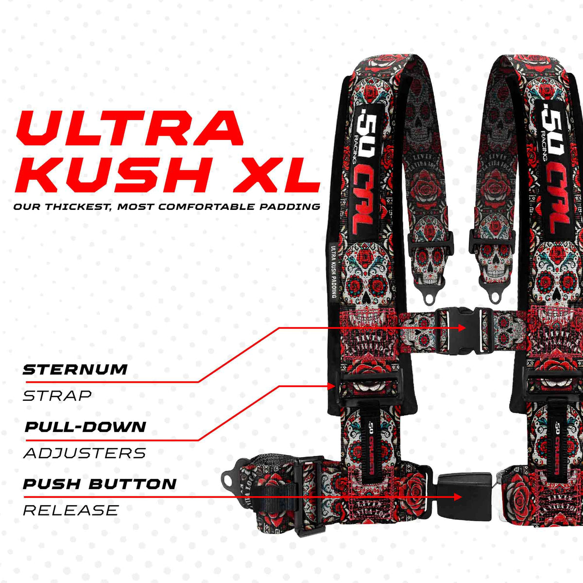 50 Cal Elite Series 2" & 3" 4 point Harness with push button release
