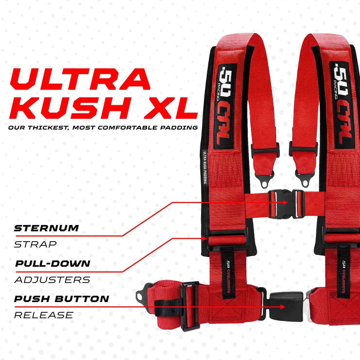 50 Cal Elite Series 2" & 3" 4 point Harness with push button release