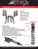 Zbroz Polaris General 1000, RZR S 900/1000 Spring Kit for Fox 2.0 Podium and Walker Evans Shocks 2015-2020 2 Seater