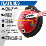 Rugged Radios H80 Track Talk Linkable Intercom Headsets - 2 Person (Red-Flex Boom)