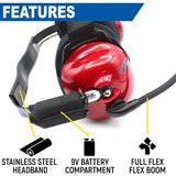 Rugged Radios H80 Track Talk Linkable Intercom Headsets - 2 Person (Red-Flex Boom)