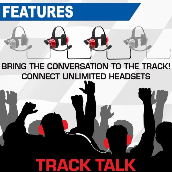 Rugged Radios H80 Track Talk Linkable Intercom Headsets - 2 Person (Red-Flex Boom)