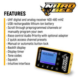 Rugged Radios H80 Track Talk Linkable Intercom Headset with NITRO BEE XTREME UHF Race Receiver and carry bag