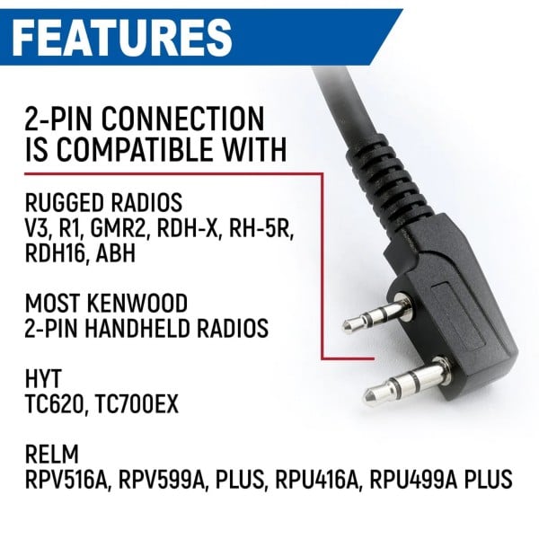 Rugged Radios Hand Speaker Mic Waterproof for Handheld Radios