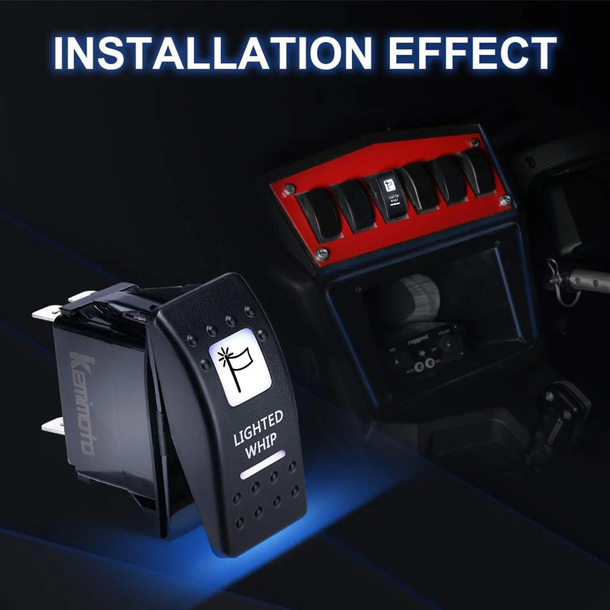 Kemimoto Can-Am Lighted Whip Illuminated Marine Rocker Switch 12V