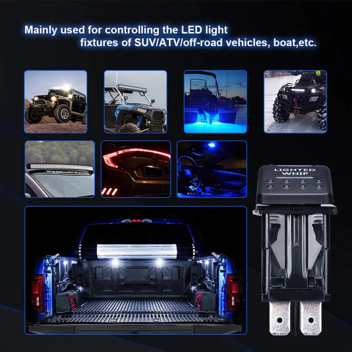 Kemimoto Can-Am Lighted Whip Illuminated Marine Rocker Switch 12V