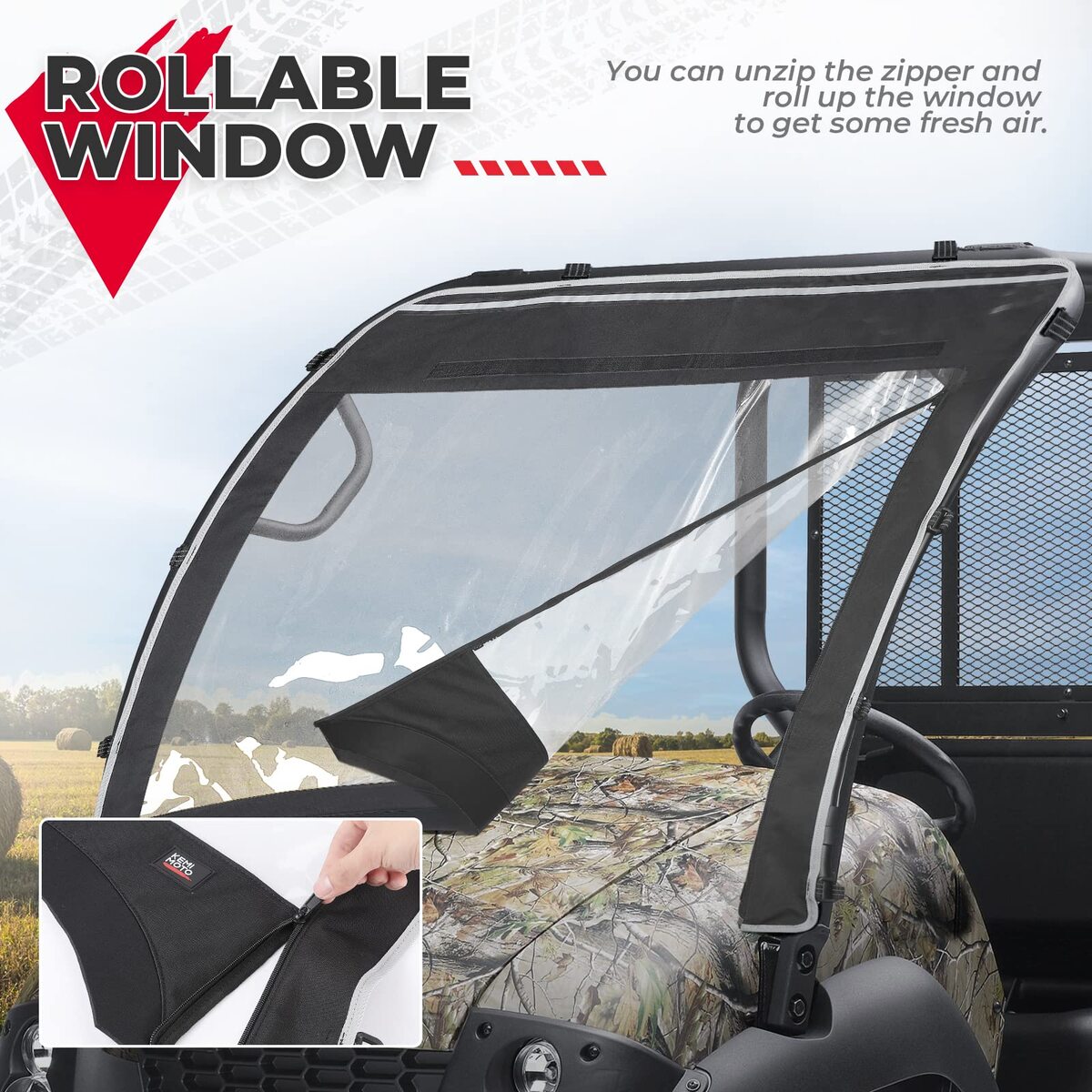 Kemimoto Kawasaki Mule 600D Oxford Fabric Front Windshield