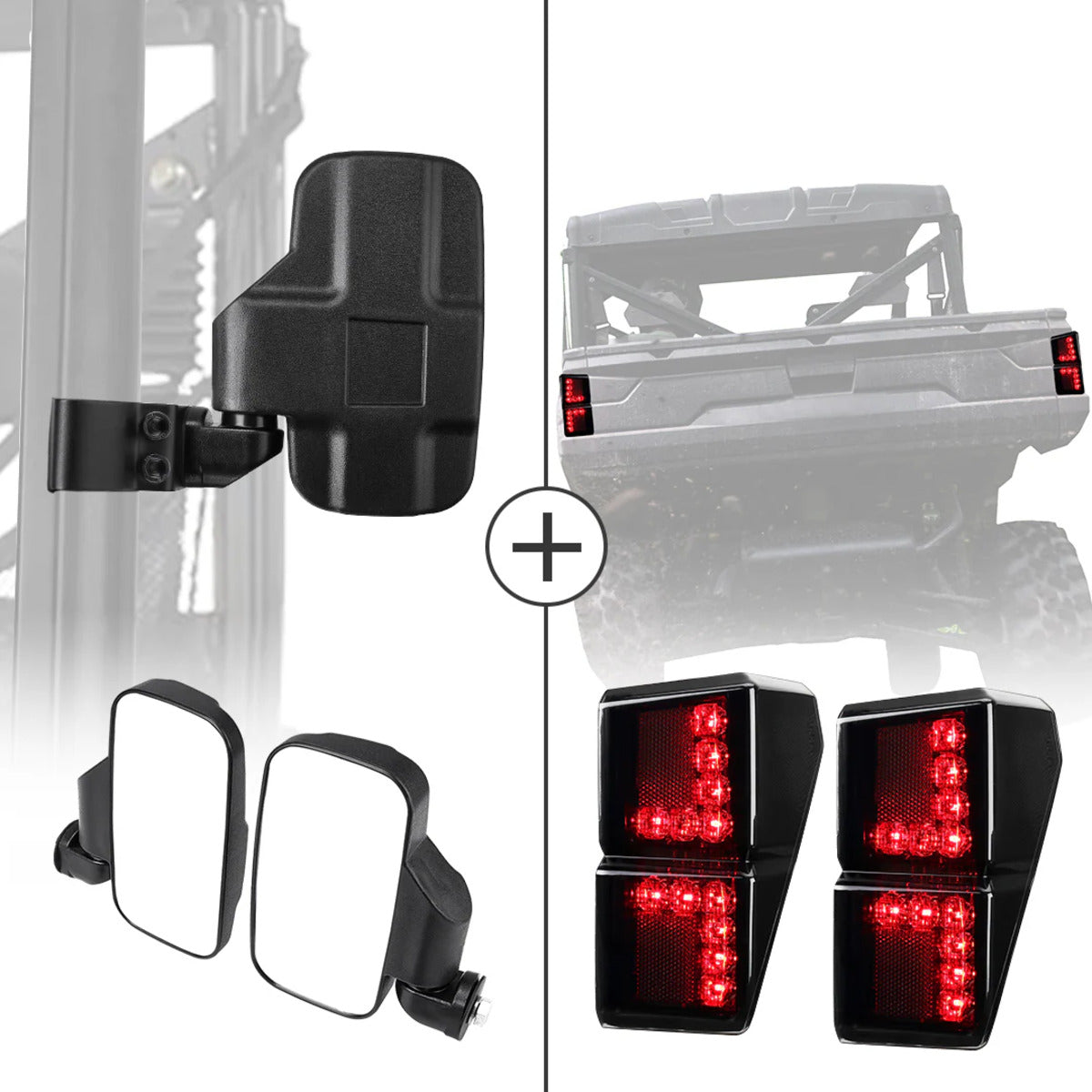 Kemimoto Polaris Ranger XP 1000 Adjustable Side Mirrors & Tail Light