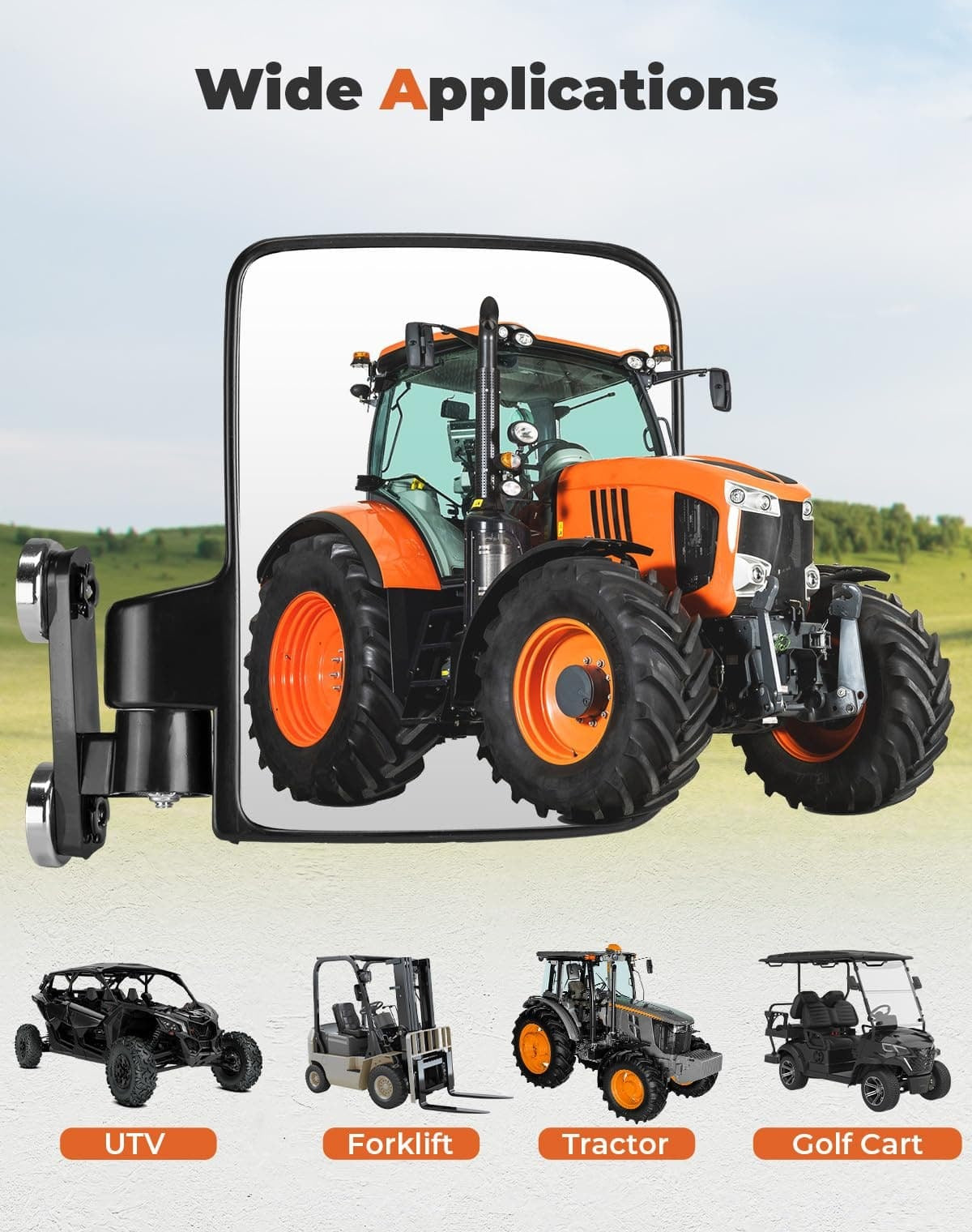 Kemimoto UTV Golf Cart Tractor Forklifts 220Lbs Magnetic Side Mirrors