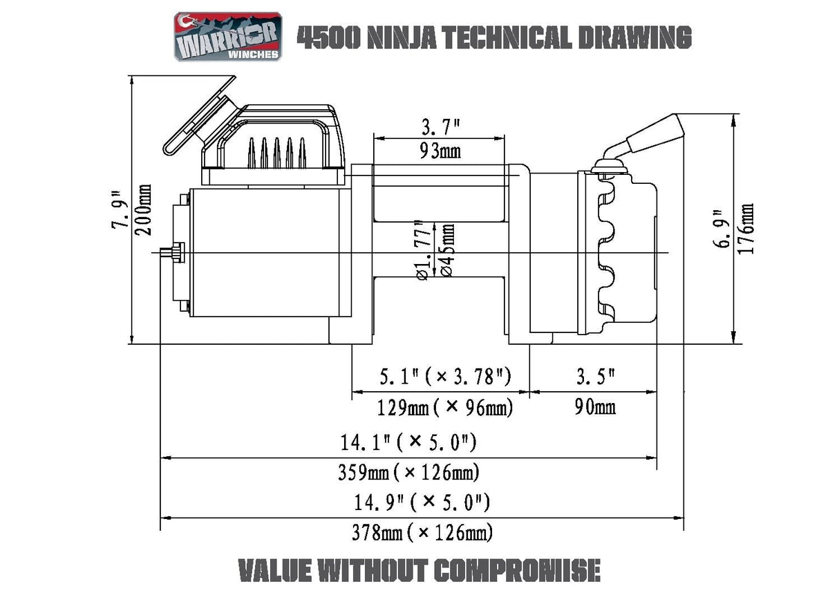 Warrior Ninja 4500 Synthetic Winch C4500N-SR