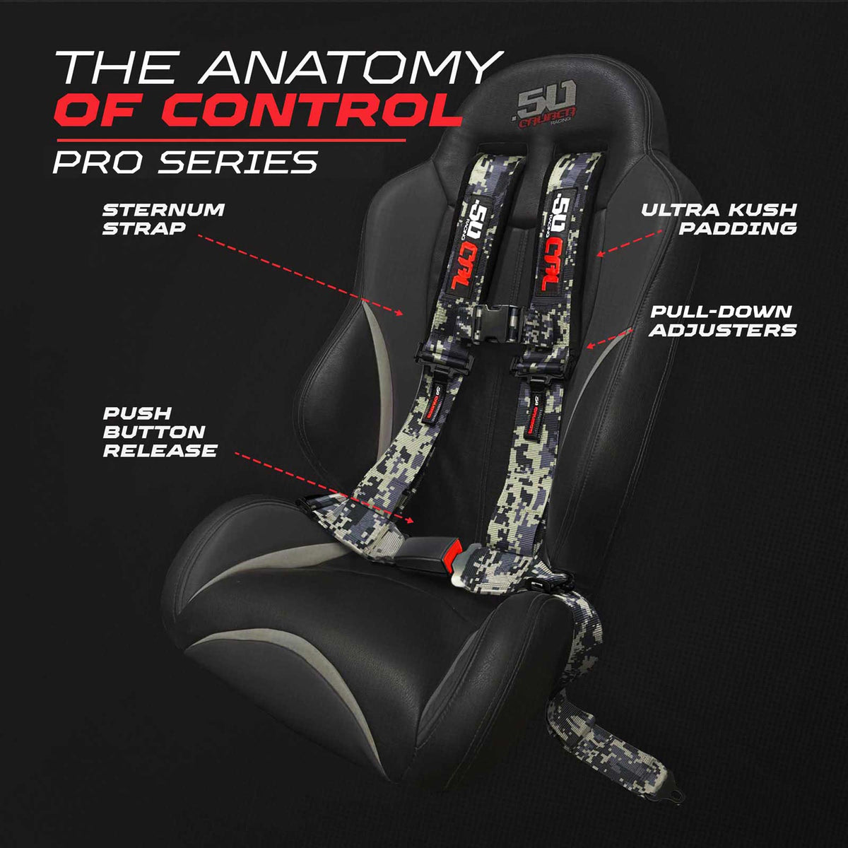 50 Cal Pro Series 4 point Harness with push button release 2" & 3" available