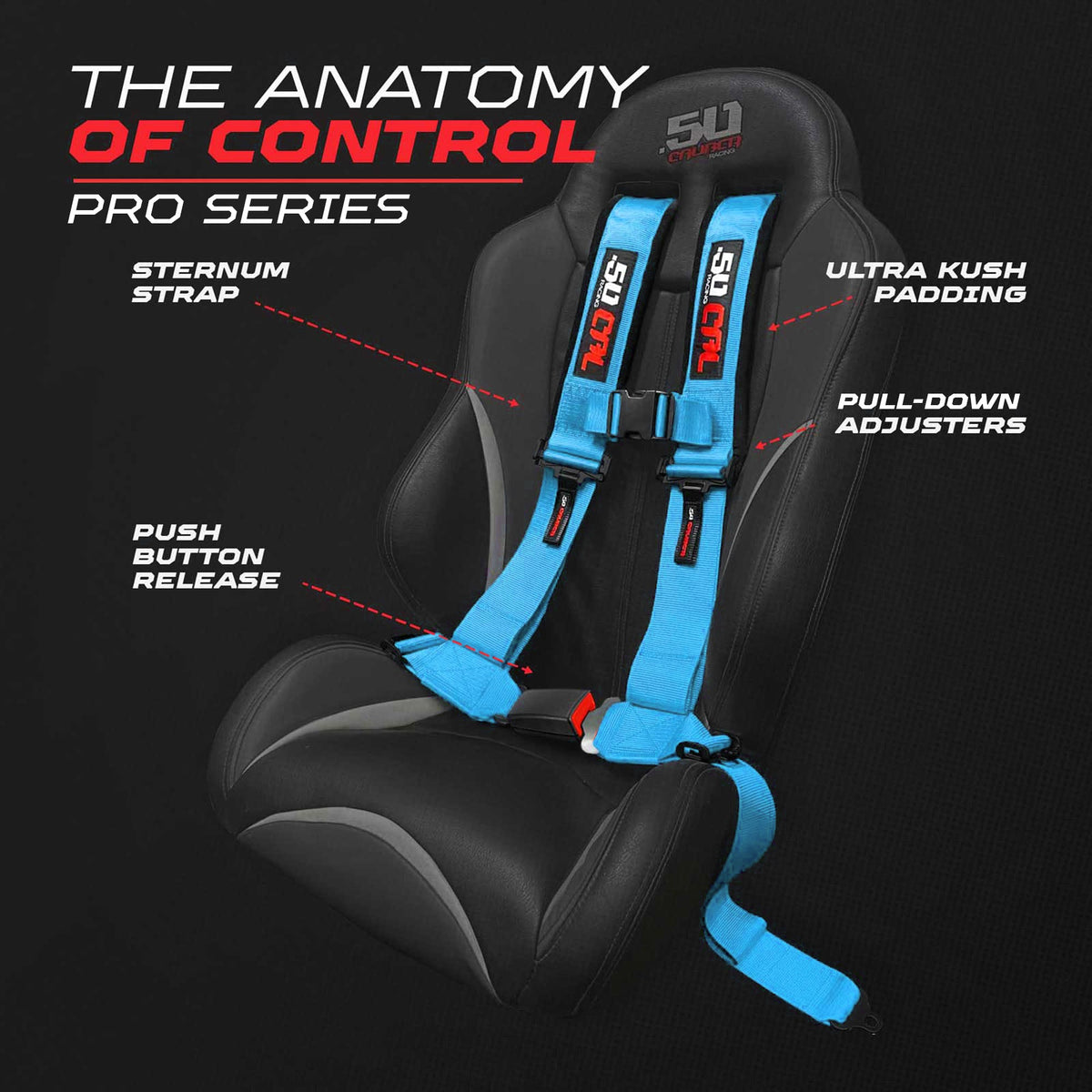 50 Cal Pro Series 4 point Harness with push button release 2" & 3" available