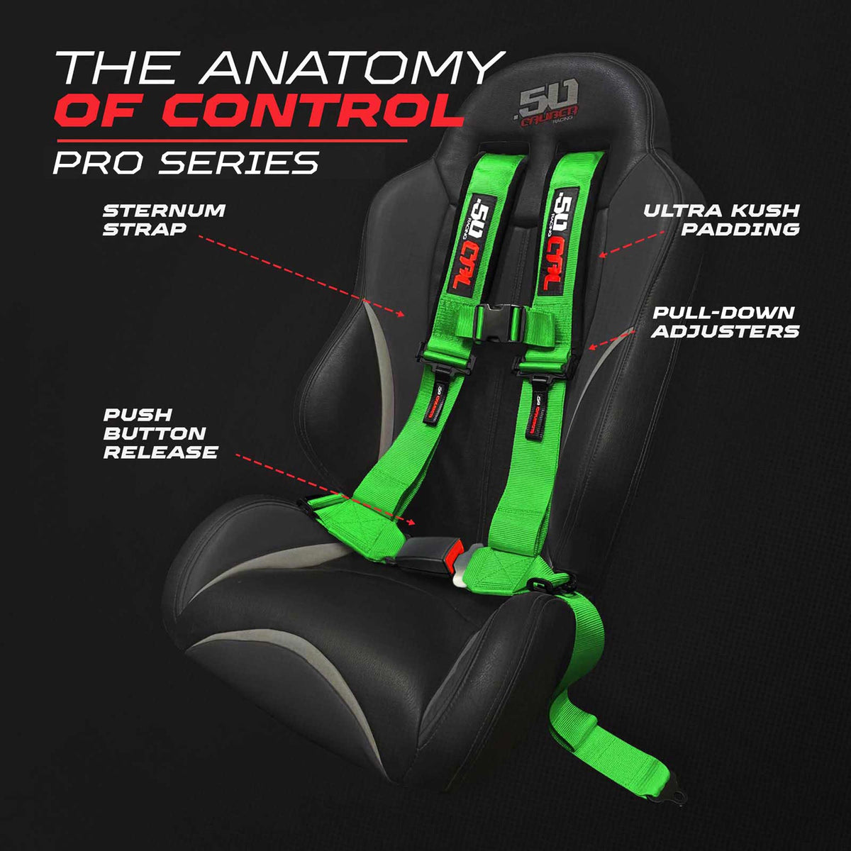 50 Cal Pro Series 4 point Harness with push button release 2" & 3" available
