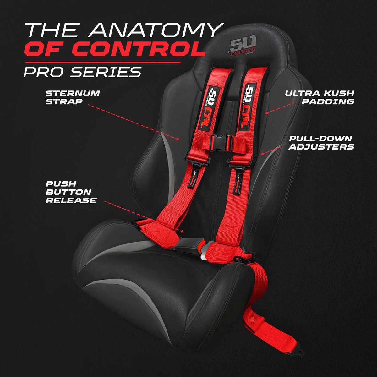50 Cal Pro Series 4 point Harness with push button release 2" & 3" available