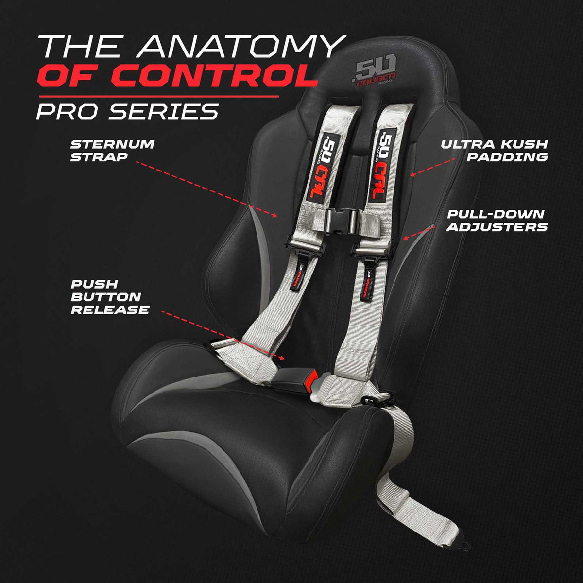 50 Cal Pro Series 4 point Harness with push button release 2" & 3" available