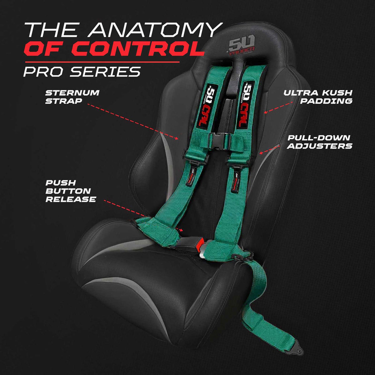 50 Cal Pro Series 4 point Harness with push button release 2" & 3" available