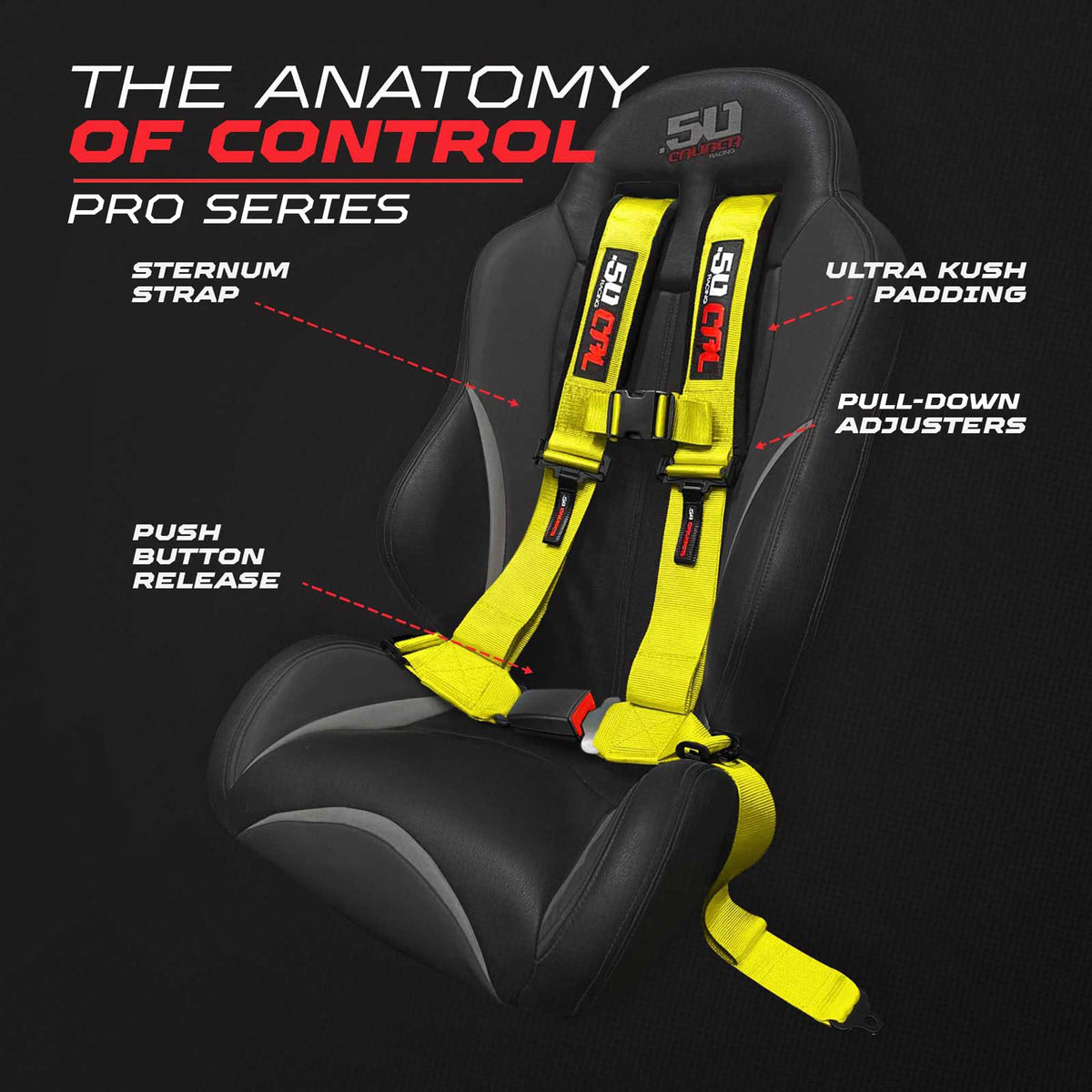 50 Cal Pro Series 4 point Harness with push button release 2" & 3" available