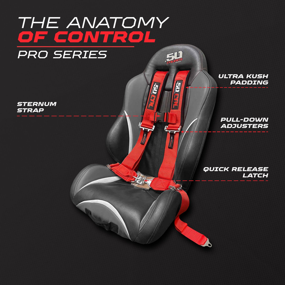 50 Cal Pro Series 3" 4 point Harness Seat Belt 50 Caliber Racing