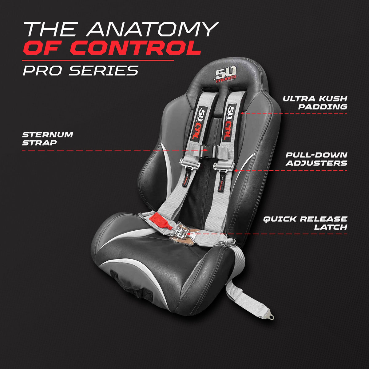 50 Cal Pro Series 3" 4 point Harness Seat Belt 50 Caliber Racing