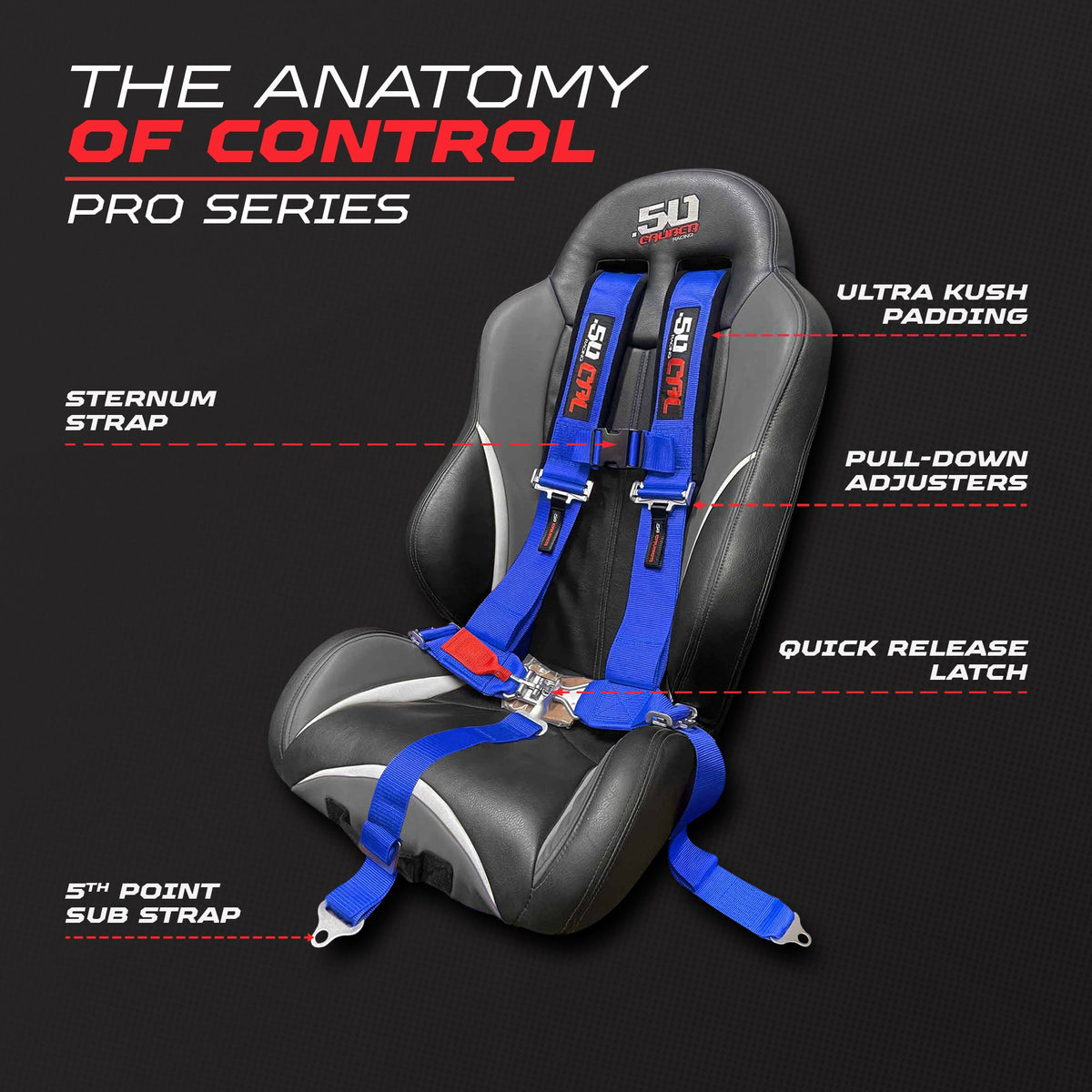 50 Cal 2" 5 Point Racing Harness – Pro Series Race Latch | 50 Caliber Racing