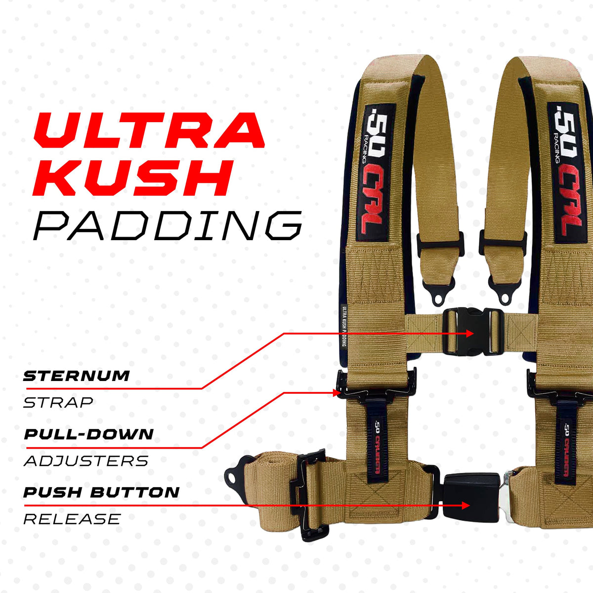 50 Cal Pro Series 4 point Harness with push button release 2" & 3" available