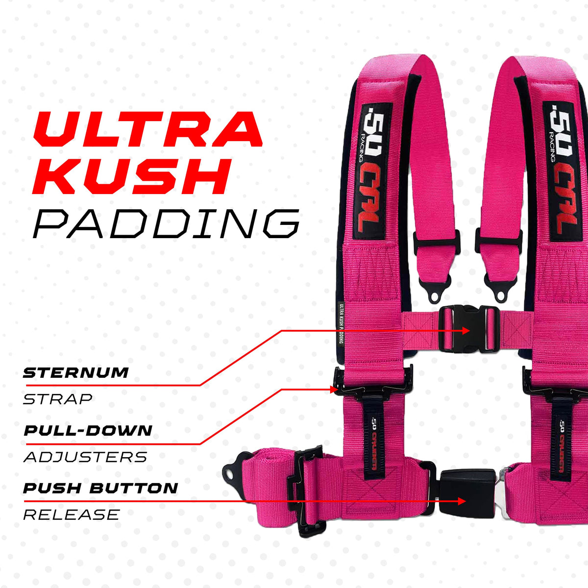 50 Cal Pro Series 4 point Harness with push button release 2" & 3" available