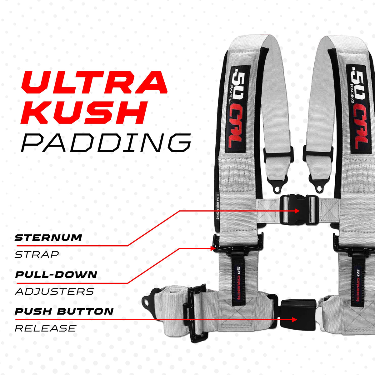 50 Cal Pro Series 4 point Harness with push button release 2" & 3" available