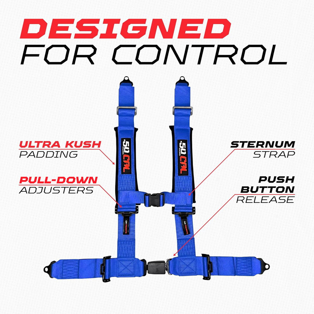 50 Cal Pro Series 4 point Harness with push button release 2" & 3" available