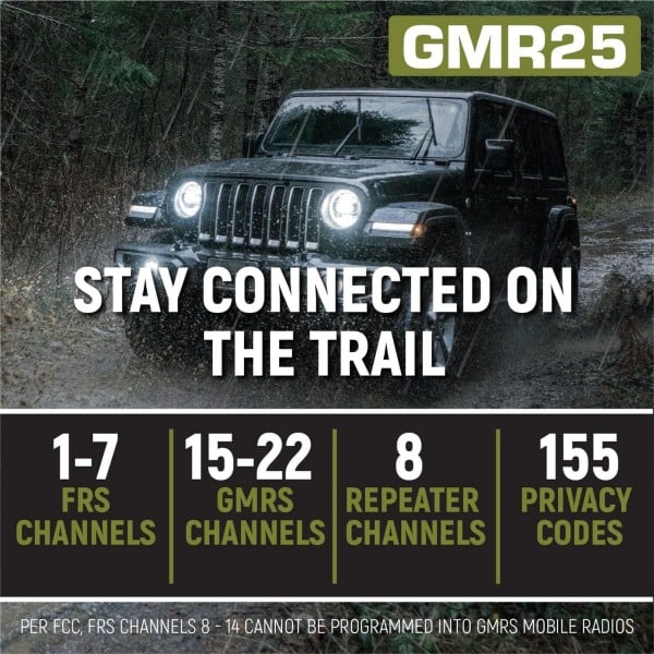 Rugged Radios Radio Kit Lite - GMR25 Waterproof GMRS Mobile Radio with Stealth Antenna