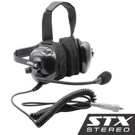 Rugged Radios STX Stereo H42 Behind The Head (BTH) Headset For Stereo Intercoms - Carbon Fiber