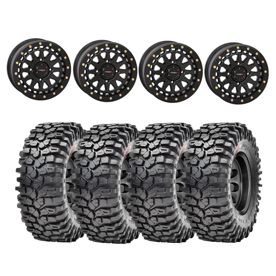 System 3 Matte Black SB-6 Beadlock & Maxxis Radial Roxxzilla Wheel & Tire Kit