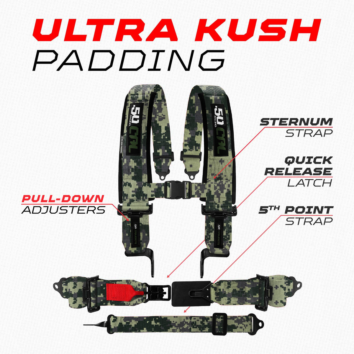 50 Cal SFI Approved 2" and  3" 5 point Harness, Racing Harness