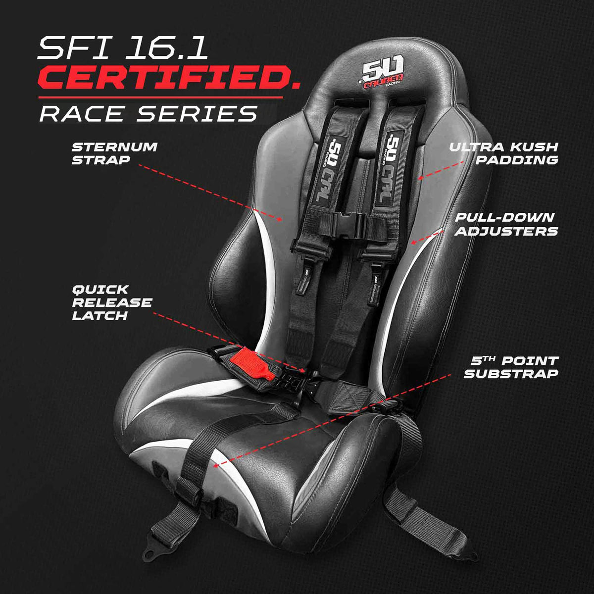 50 Cal SFI Approved 2" and  3" 5 point Harness, Racing Harness