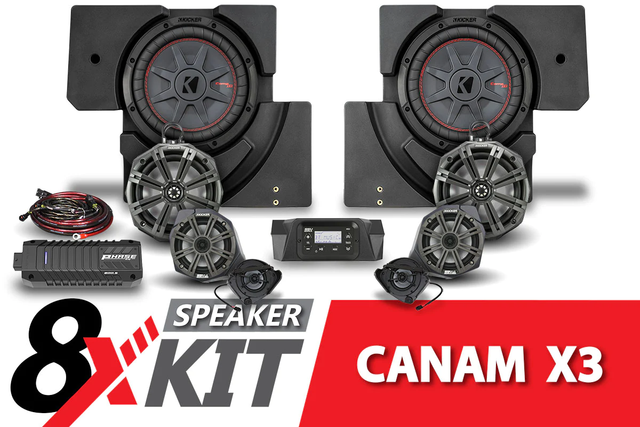 SSV Works Phase X Kicker 8-Speaker Plug-and-Play System - 2017-2023 Can-Am X3