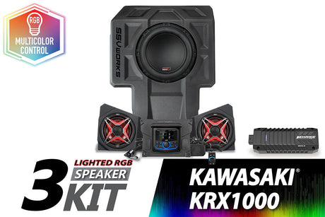 SSV Works '20-'24 Kawasaki KRX 1000 2-Seater V-Spec 3-Speaker Audio-Kit With JVC