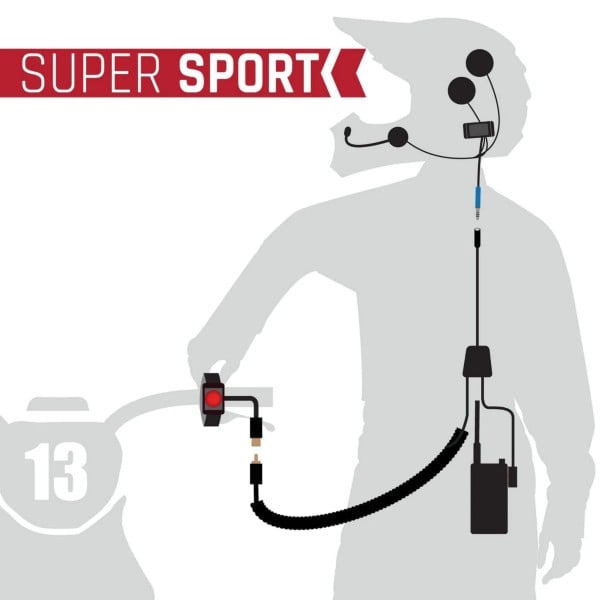 Rugged Radios SUPER SPORT Kit with Radio, Helmet Kit, Harness, and Handlebar Push-To-Talk