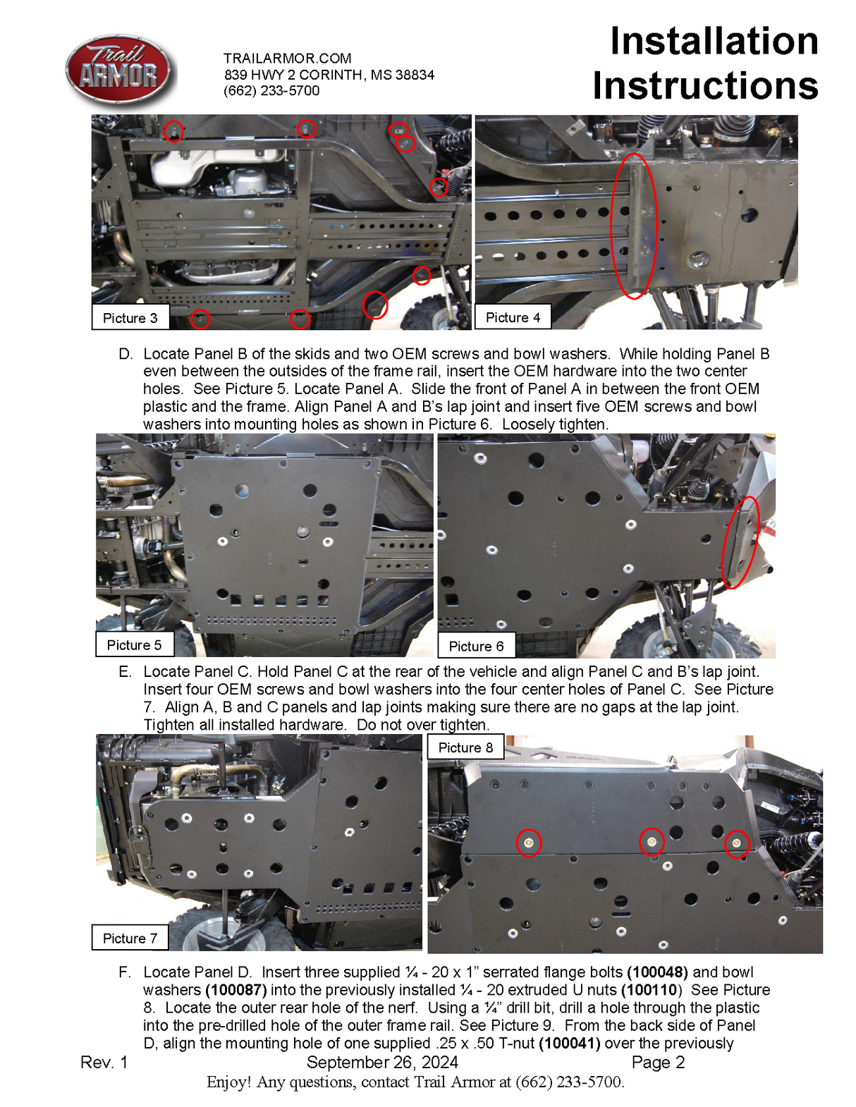 Trail Armor '15-'20 Can-Am Commander 800 Full Skids w/ Integrated Nerfs Slider