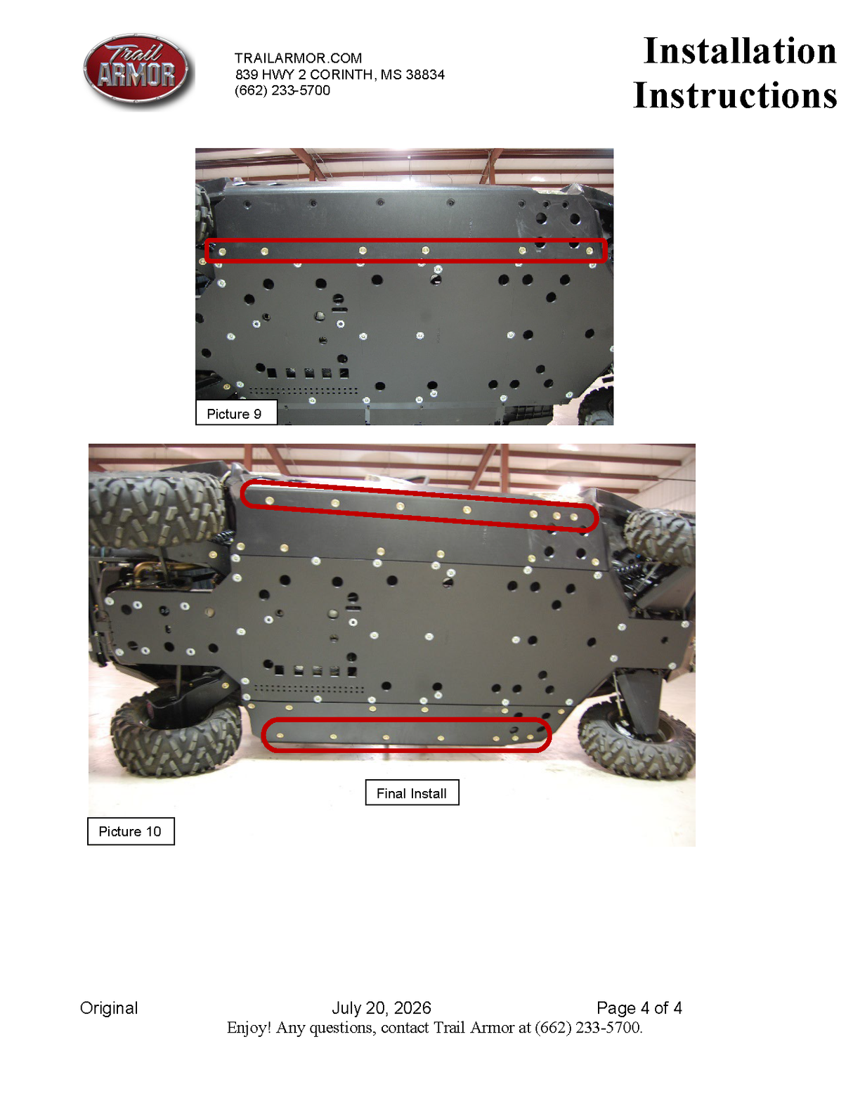 Trail Armor '14-'20 Can-Am Commander Max 1000 XT Full Skid Plate w/ Integrated Nerfs Slider