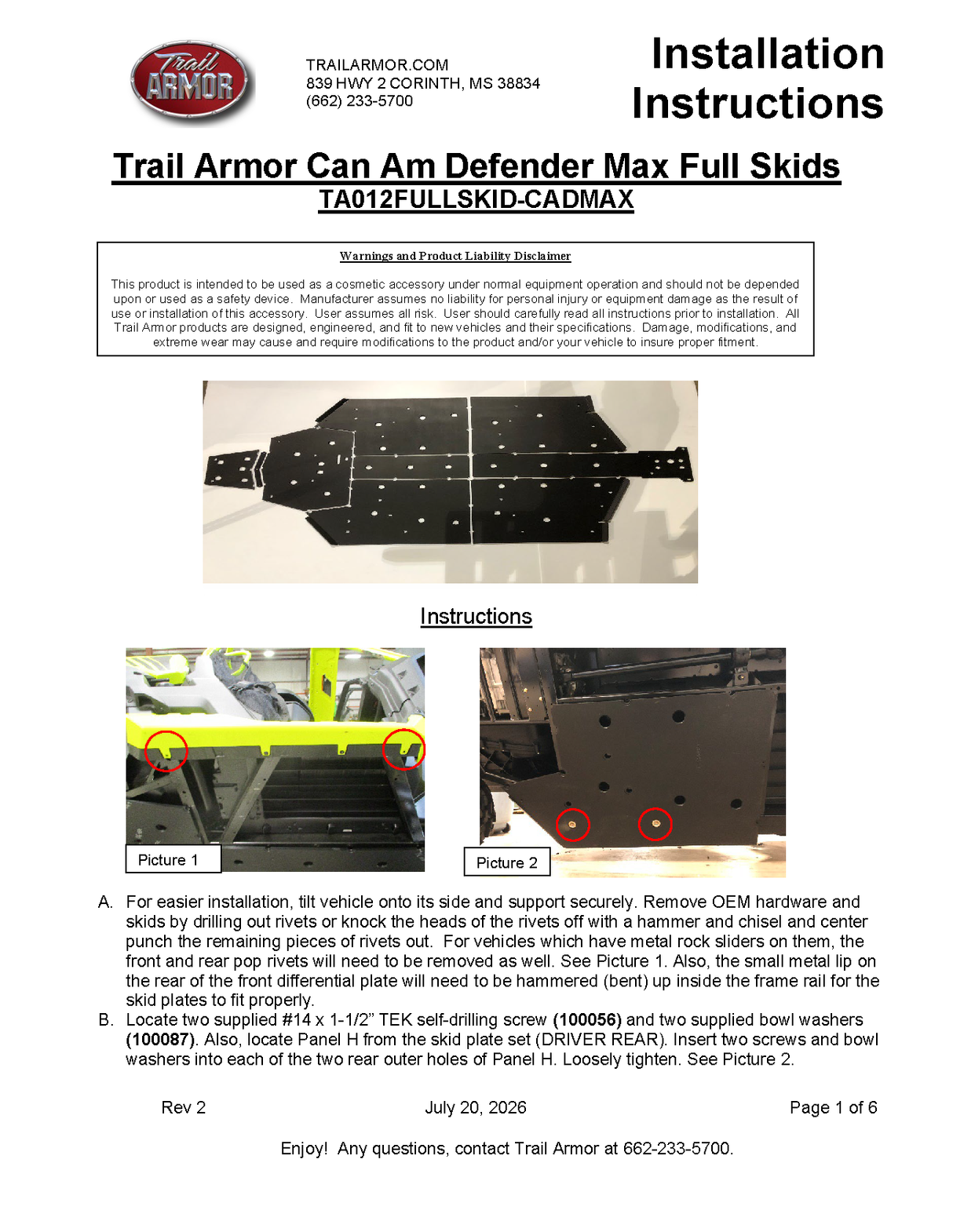 Trail Armor Can-Am Defender Max X MR HD10 Full Skid Plates