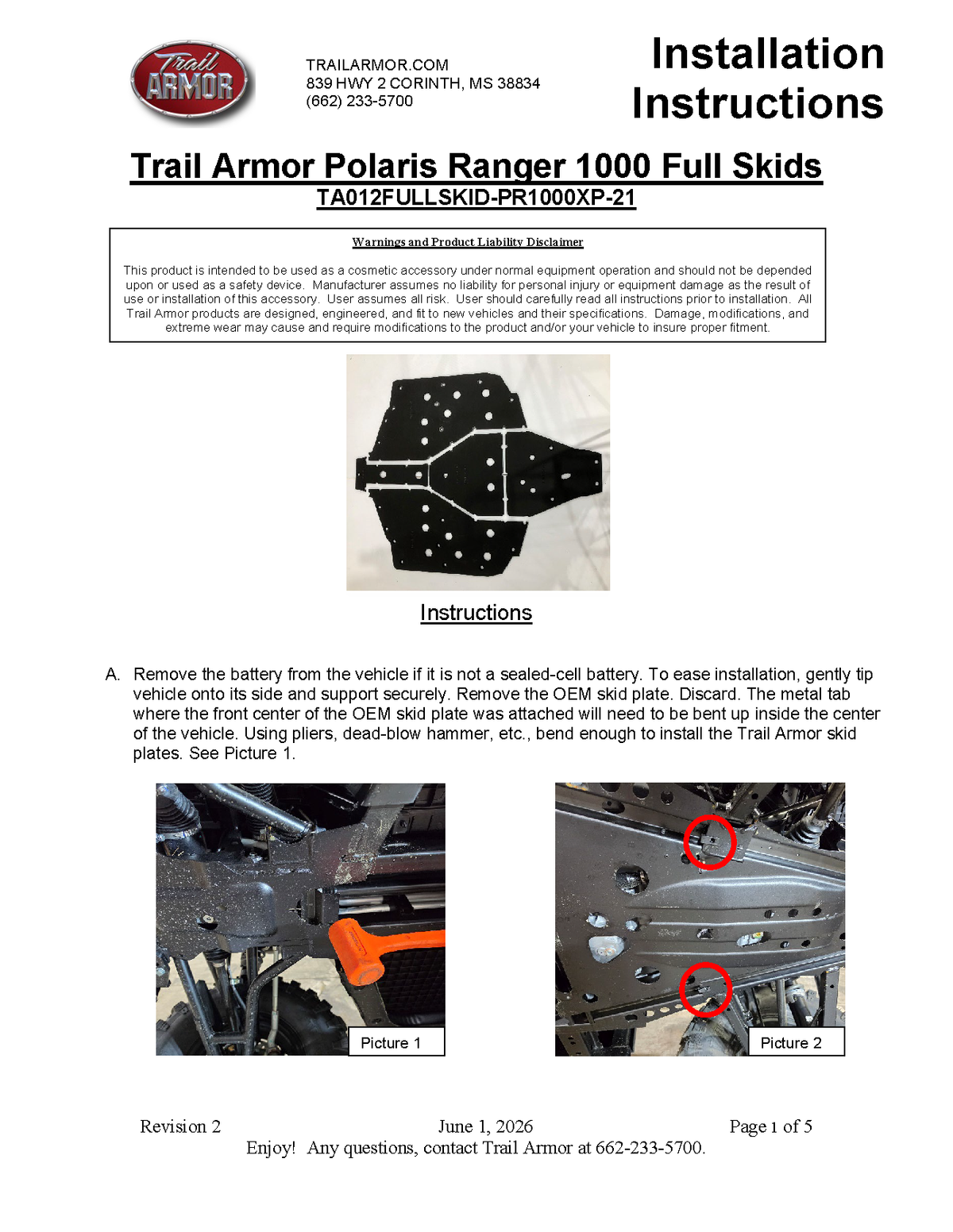 Trail Armor '21-'25 Polaris Ranger XP 1000/Kinetic Full Skids