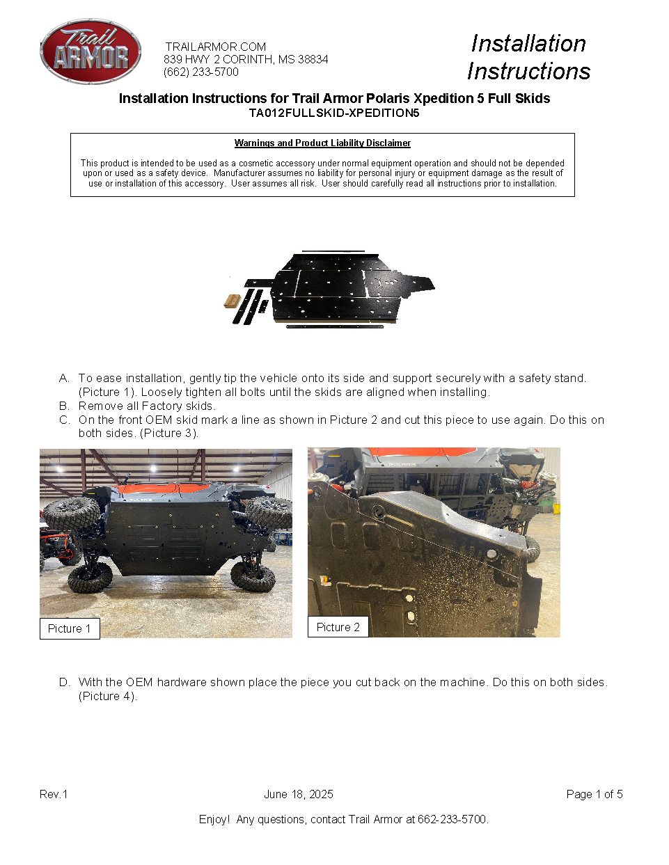 Trail Armor '24-'25 Polaris Xpedition XP 5/ADV 5 Full Skids